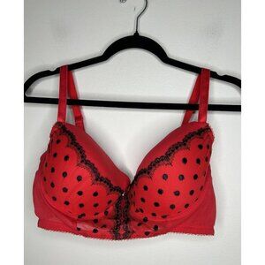 Smart & Sexy Bra Red underwire Lace Unlined Cup Full Coverage Adjustable 38 DD